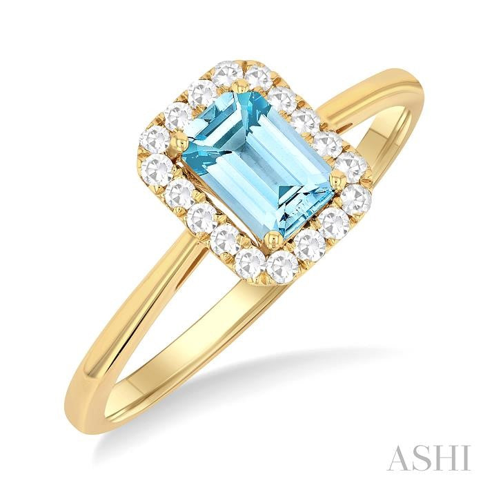 ASHI Emerald Shape Gemstone & Halo Diamond Ring 41278PPTGAQYG-OC