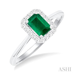 ASHI Emerald Shape Gemstone & Halo Diamond Ring 41278PPTGEMWG-OC