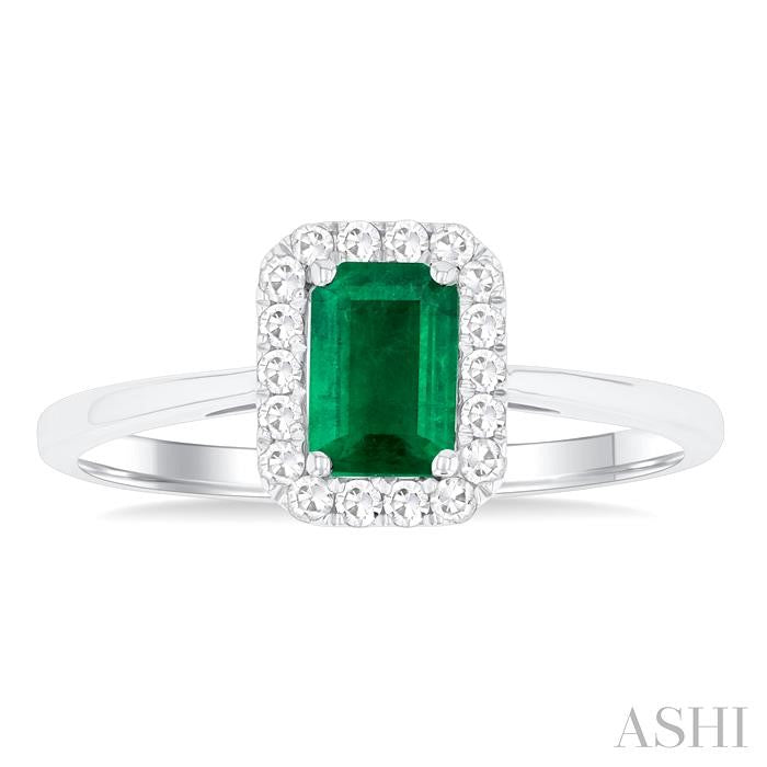 ASHI Emerald Shape Gemstone & Halo Diamond Ring 41278PPTGEMWG-OC
