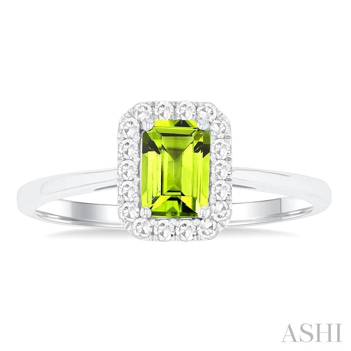 ASHI Emerald Shape Gemstone & Halo Diamond Ring 41278PPTGPEWG-OC