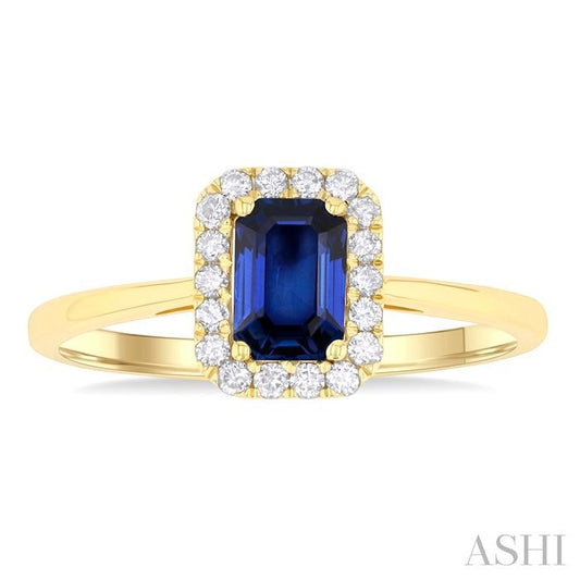 ASHI Emerald Shape Gemstone & Halo Diamond Ring 41278PPTGSPYG-OC