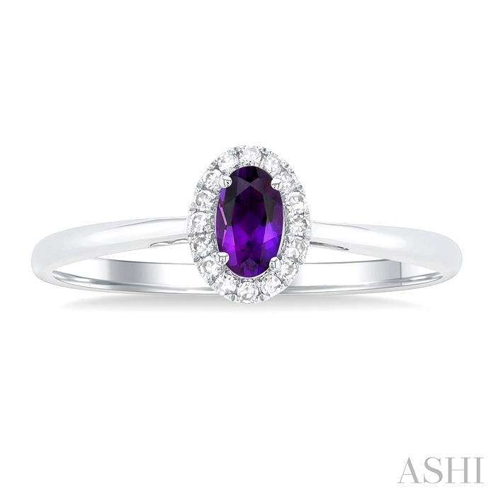 ASHI Oval Shape Gemstone & Halo Diamond Ring 41279PPFSAMWG-OV