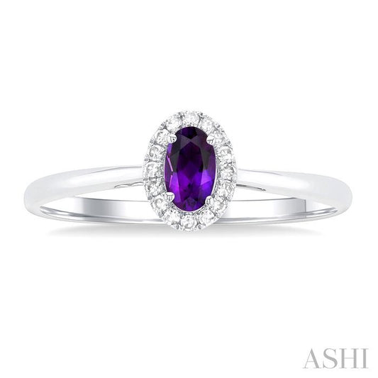 ASHI Oval Shape Gemstone & Halo Diamond Ring 41279PPFSAMWG-OV