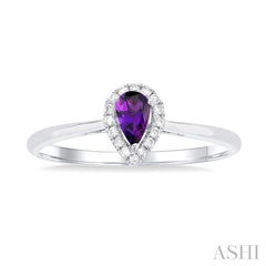 ASHI Pear Shape Gemstone & Halo Diamond Ring 41279PPFSAMWG-PR