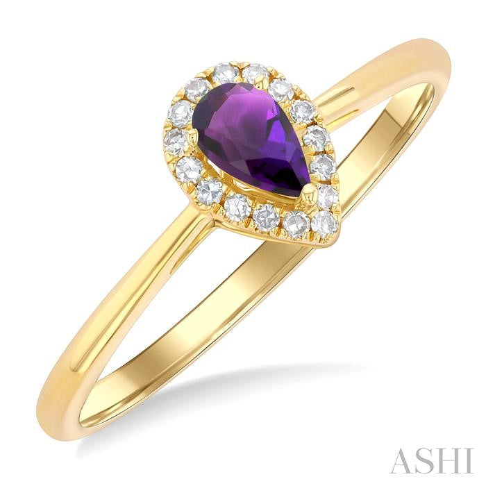 ASHI Pear Shape Gemstone & Halo Diamond Ring 41279PPFSAMYG-PR