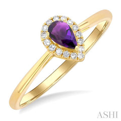 ASHI Pear Shape Gemstone & Halo Diamond Ring 41279PPFSAMYG-PR