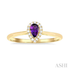 ASHI Pear Shape Gemstone & Halo Diamond Ring 41279PPFSAMYG-PR