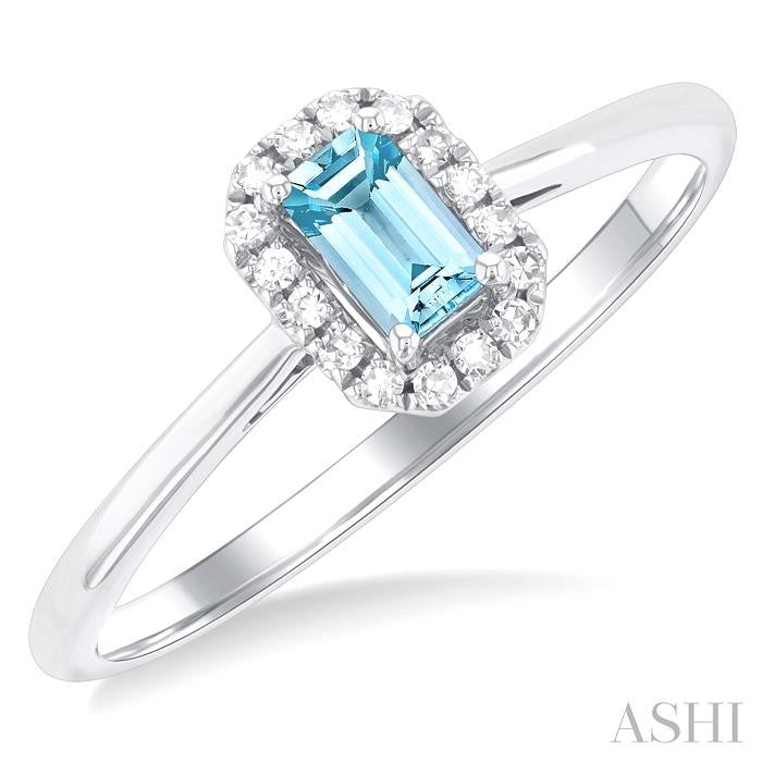 ASHI Emerald Shape Gemstone & Halo Diamond Ring 41279PPFSAQWG-OC