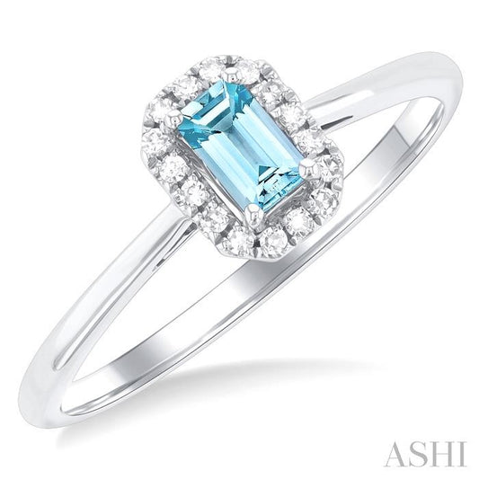 ASHI Emerald Shape Gemstone & Halo Diamond Ring 41279PPFSAQWG-OC