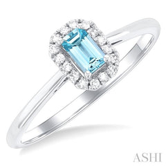 ASHI Emerald Shape Gemstone & Halo Diamond Ring 41279PPFSAQWG-OC