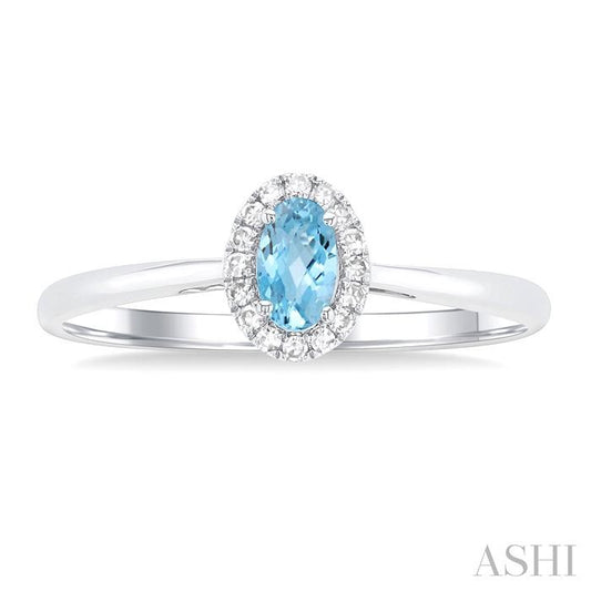 ASHI Oval Shape Gemstone & Halo Diamond Ring 41279PPFSAQWG-OV