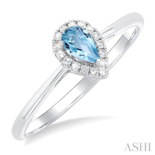 ASHI Pear Shape Gemstone & Halo Diamond Ring 41279PPFSAQWG-PR