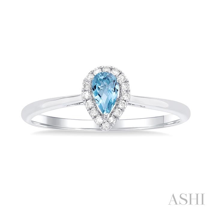 ASHI Pear Shape Gemstone & Halo Diamond Ring 41279PPFSAQWG-PR