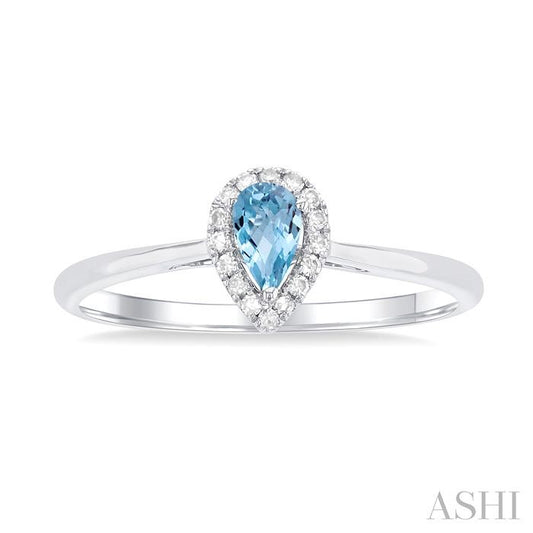 ASHI Pear Shape Gemstone & Halo Diamond Ring 41279PPFSAQWG-PR