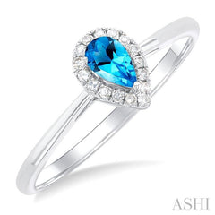 ASHI Pear Shape Gemstone & Halo Diamond Ring 41279PPFSBTWG-PR
