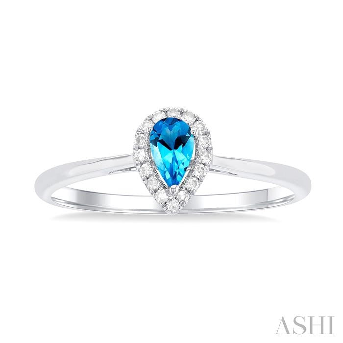 ASHI Pear Shape Gemstone & Halo Diamond Ring 41279PPFSBTWG-PR