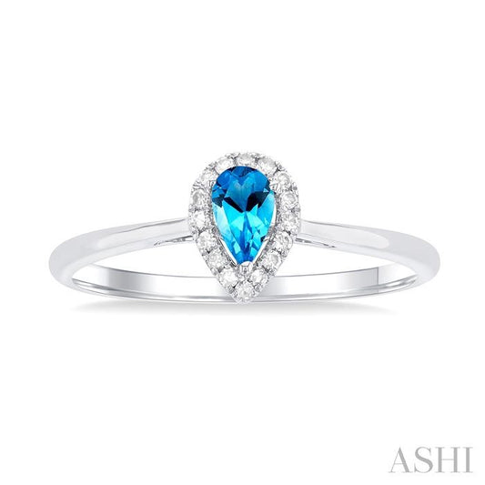 ASHI Pear Shape Gemstone & Halo Diamond Ring 41279PPFSBTWG-PR