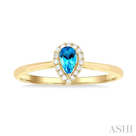 ASHI Pear Shape Gemstone & Halo Diamond Ring 41279PPFSBTYG-PR