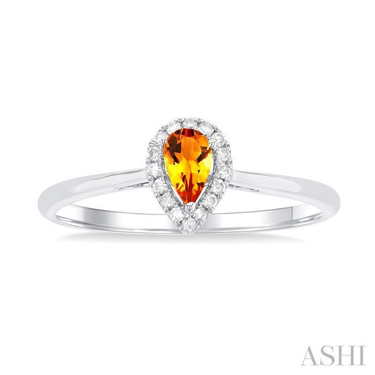 ASHI Pear Shape Gemstone & Halo Diamond Ring 41279PPFSCTWG-PR
