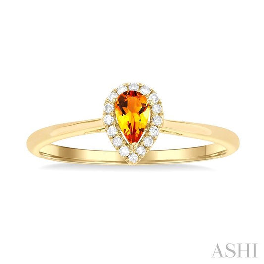 ASHI Pear Shape Gemstone & Halo Diamond Ring 41279PPFSCTYG-PR