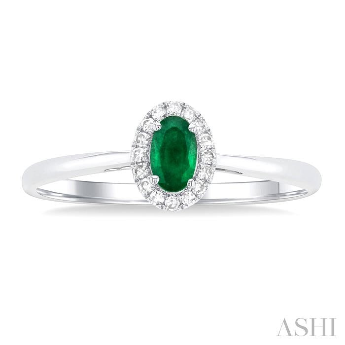 ASHI Oval Shape Gemstone & Halo Diamond Ring 41279PPFSEMWG-OV