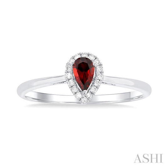 ASHI Pear Shape Gemstone & Halo Diamond Ring 41279PPFSGTWG-PR