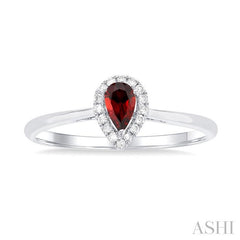 ASHI Pear Shape Gemstone & Halo Diamond Ring 41279PPFSGTWG-PR