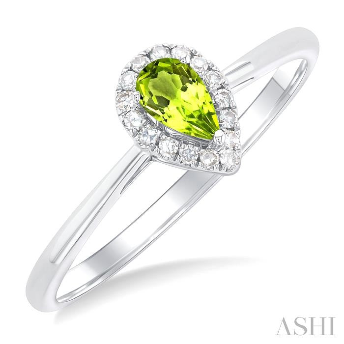 ASHI Pear Shape Gemstone & Halo Diamond Ring 41279PPFSPEWG-PR