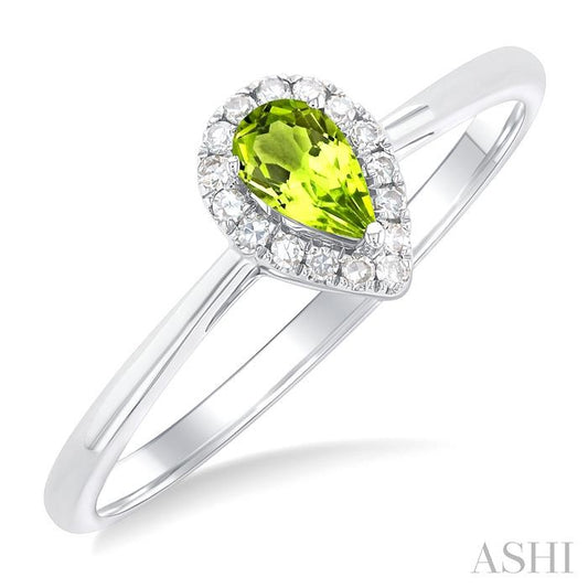 ASHI Pear Shape Gemstone & Halo Diamond Ring 41279PPFSPEWG-PR