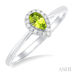 ASHI Pear Shape Gemstone & Halo Diamond Ring 41279PPFSPEWG-PR