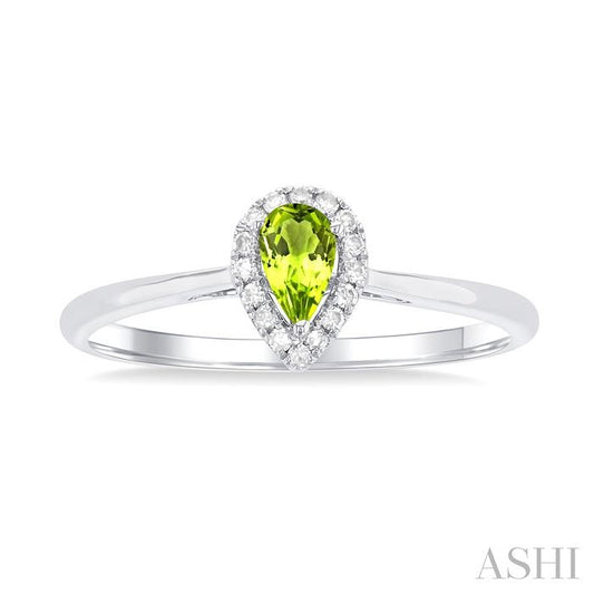ASHI Pear Shape Gemstone & Halo Diamond Ring 41279PPFSPEWG-PR