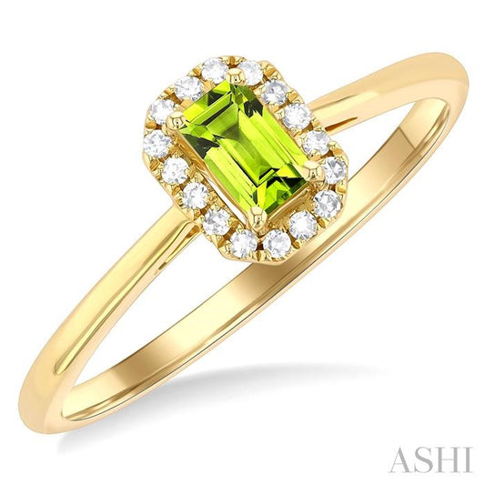 ASHI Emerald Shape Gemstone & Halo Diamond Ring 41279PPFSPEYG-OC