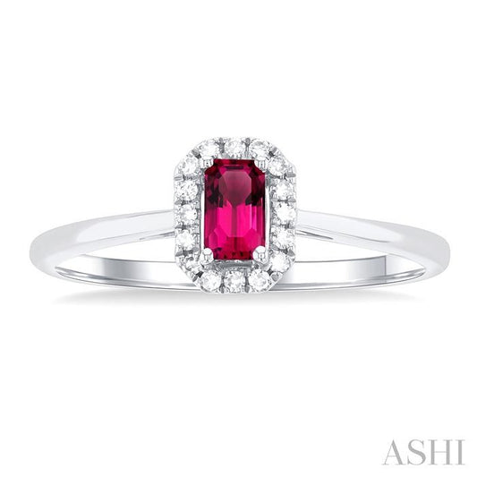 ASHI Emerald Shape Gemstone & Halo Diamond Ring 41279PPFSPTWG-OC
