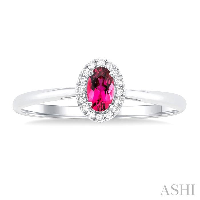 ASHI Oval Shape Gemstone & Halo Diamond Ring 41279PPFSPTWG-OV