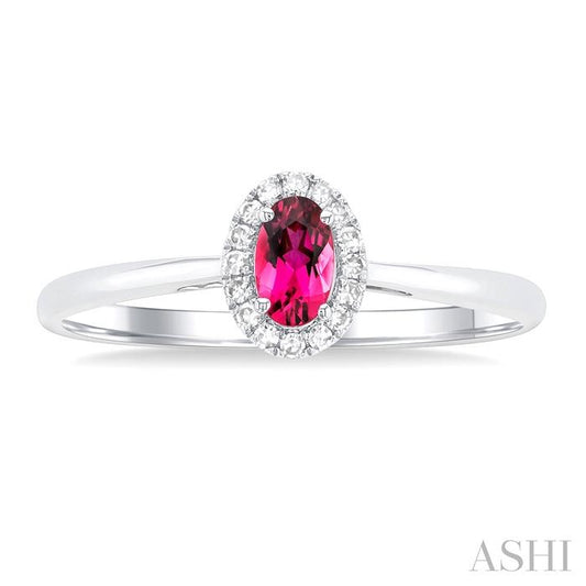 ASHI Oval Shape Gemstone & Halo Diamond Ring 41279PPFSPTWG-OV