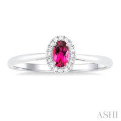 ASHI Oval Shape Gemstone & Halo Diamond Ring 41279PPFSPTWG-OV