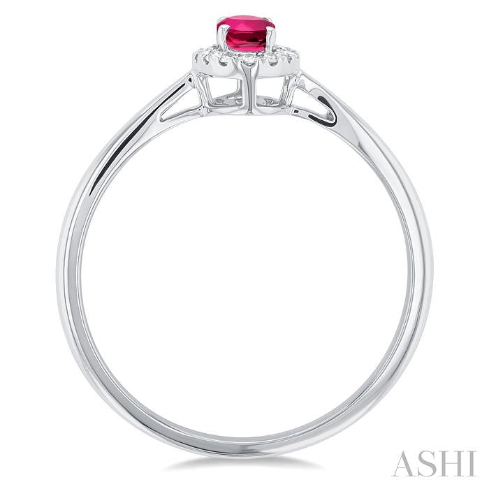 ASHI Oval Shape Gemstone & Halo Diamond Ring 41279PPFSPTWG-OV