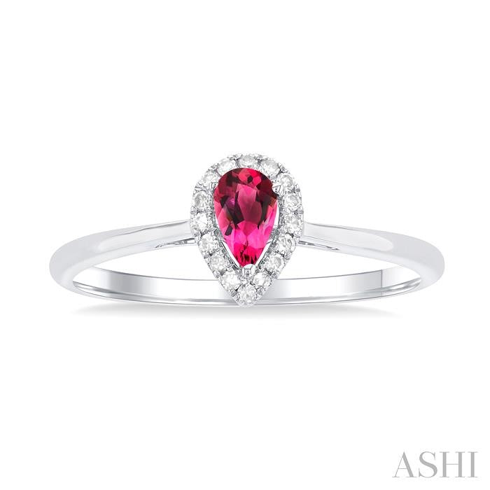 ASHI Pear Shape Gemstone & Halo Diamond Ring 41279PPFSPTWG-PR