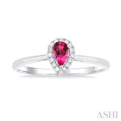 ASHI Pear Shape Gemstone & Halo Diamond Ring 41279PPFSPTWG-PR