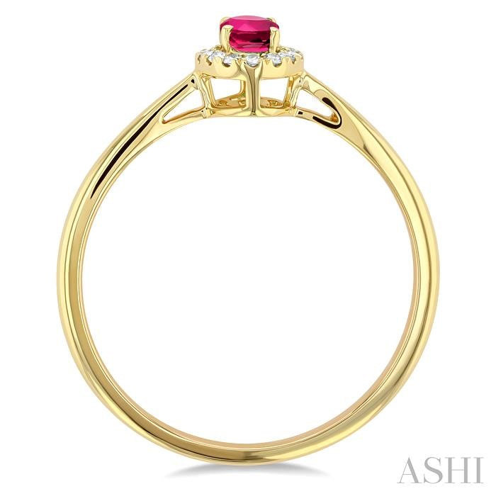 ASHI Oval Shape Gemstone & Halo Diamond Ring 41279PPFSPTYG-OV