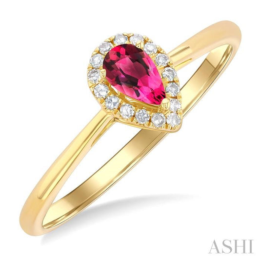 ASHI Pear Shape Gemstone & Halo Diamond Ring 41279PPFSPTYG-PR