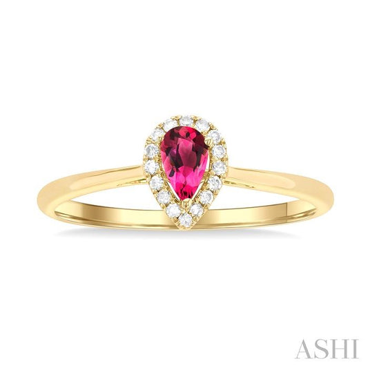 ASHI Pear Shape Gemstone & Halo Diamond Ring 41279PPFSPTYG-PR