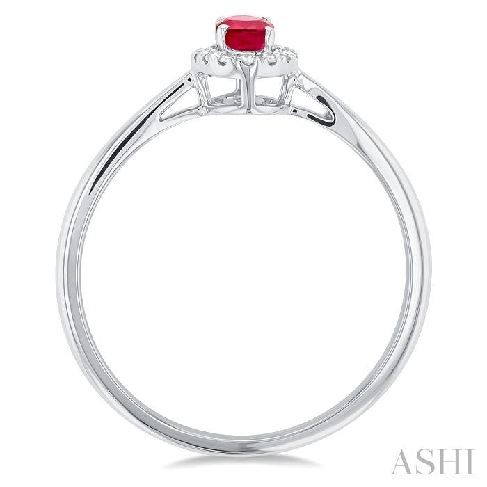ASHI Oval Shape Gemstone & Halo Diamond Ring 41279PPFSRBWG-OV