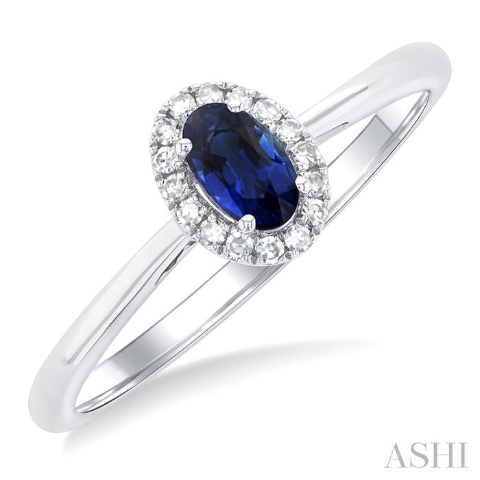 ASHI Oval Shape Gemstone & Halo Diamond Ring 41279PPFSSPWG-OV