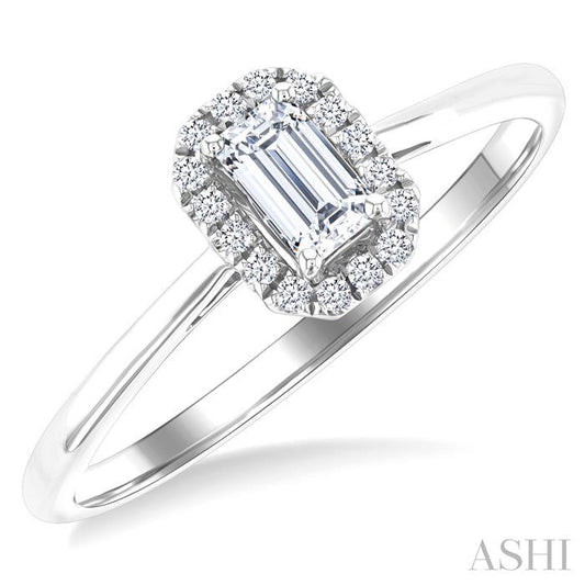 ASHI Emerald Shape Gemstone & Halo Diamond Ring 41279PPFSWTWG-OC