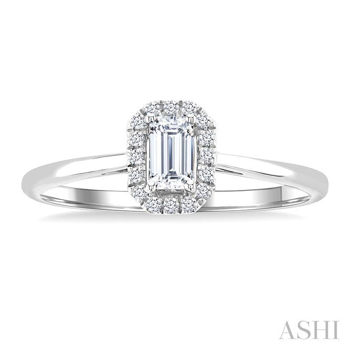 ASHI Emerald Shape Gemstone & Halo Diamond Ring 41279PPFSWTWG-OC