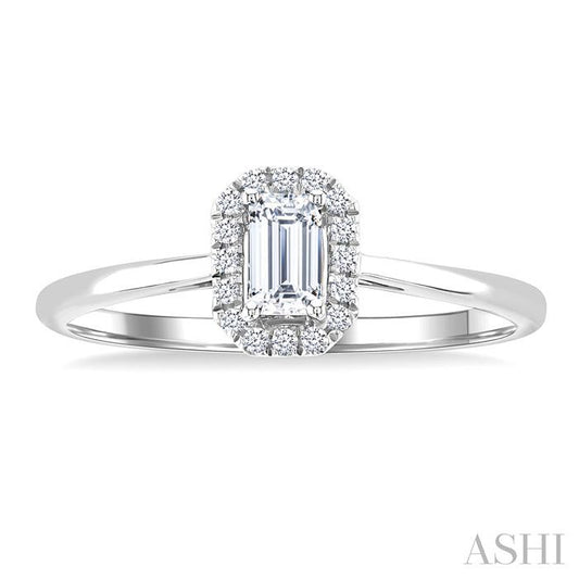 ASHI Emerald Shape Gemstone & Halo Diamond Ring 41279PPFSWTWG-OC