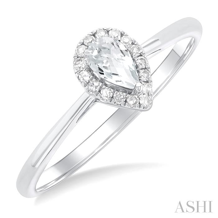ASHI Pear Shape Gemstone & Halo Diamond Ring 41279PPFSWTWG-PR