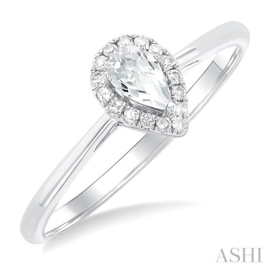ASHI Pear Shape Gemstone & Halo Diamond Ring 41279PPFSWTWG-PR