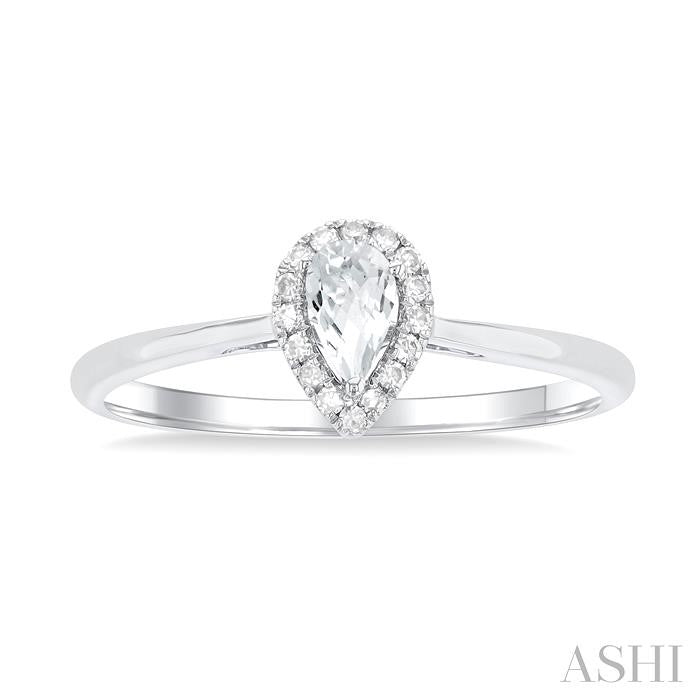 ASHI Pear Shape Gemstone & Halo Diamond Ring 41279PPFSWTWG-PR